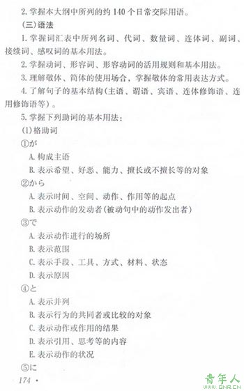 07成考高起点“日语”考试大纲(二)