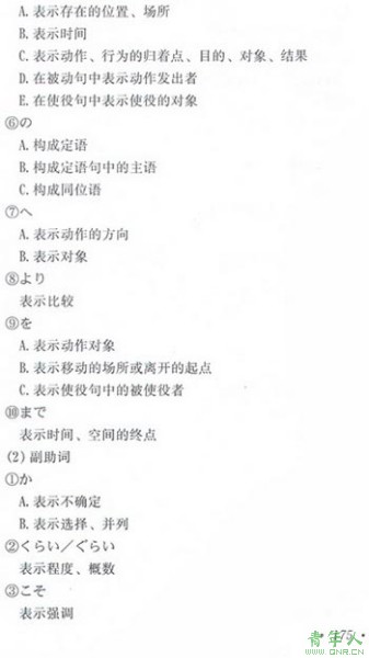 07成考高起点“日语”考试大纲(三)